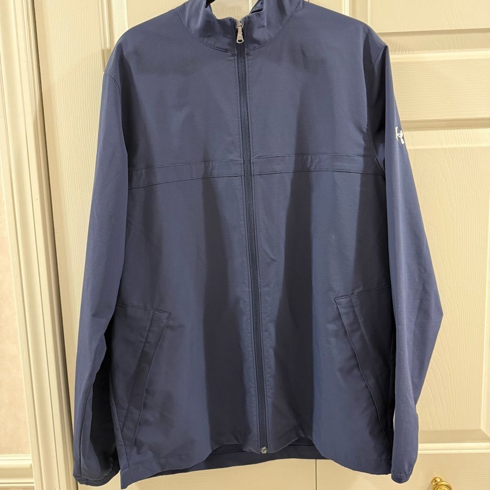 Under Armour Windbreaker Jacket Mens Large Blue Full Zip Fox Sports Golf